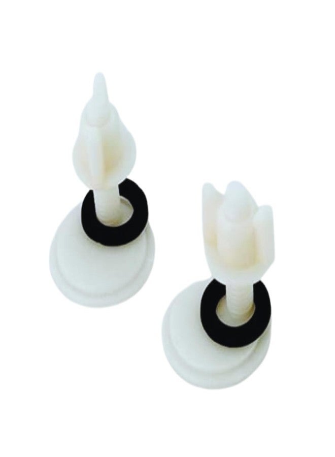 KINIK Plastic Toilet Seat Cover Hinges | Round Short Clamp Replacement Hinges for Western Toilets | Durable, Rust-Free | Easy Installation | White | 1 Pair - Image 1